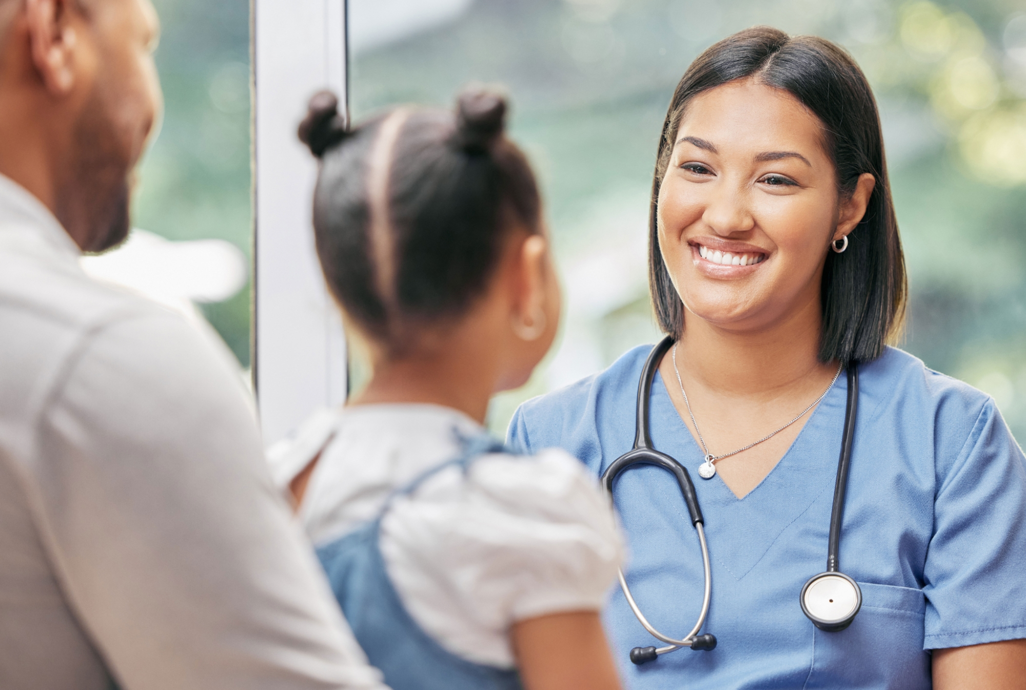 Health professional and child